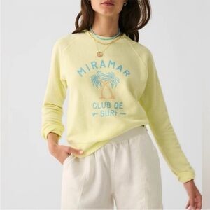 Faherty Beach Fleece Crewneck Sweatshirt Miramar Organic Cotton Medium